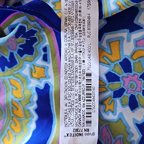 Zara Bohemian Colorful Abstract Button Down Blouse size Lg - Picture 9 of 9